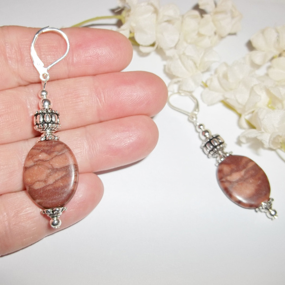 Brown Jasper Earrings Set Handmade NWT Gift 4565 - Picture 4 of 6